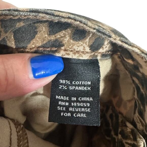 Ashley Mason Tan & Black Leopard Animal Print Cargo Skinny Pants Women Sz 5/27 - Picture 13 of 13